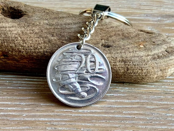 Australian 20c coin keyring, keychain or clip, choose coin year for a perfect birthday gift or anniversary present, Australia