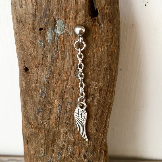 Angels wing earring, Long dangle earring, choose between a one single earring or a pair of earrings