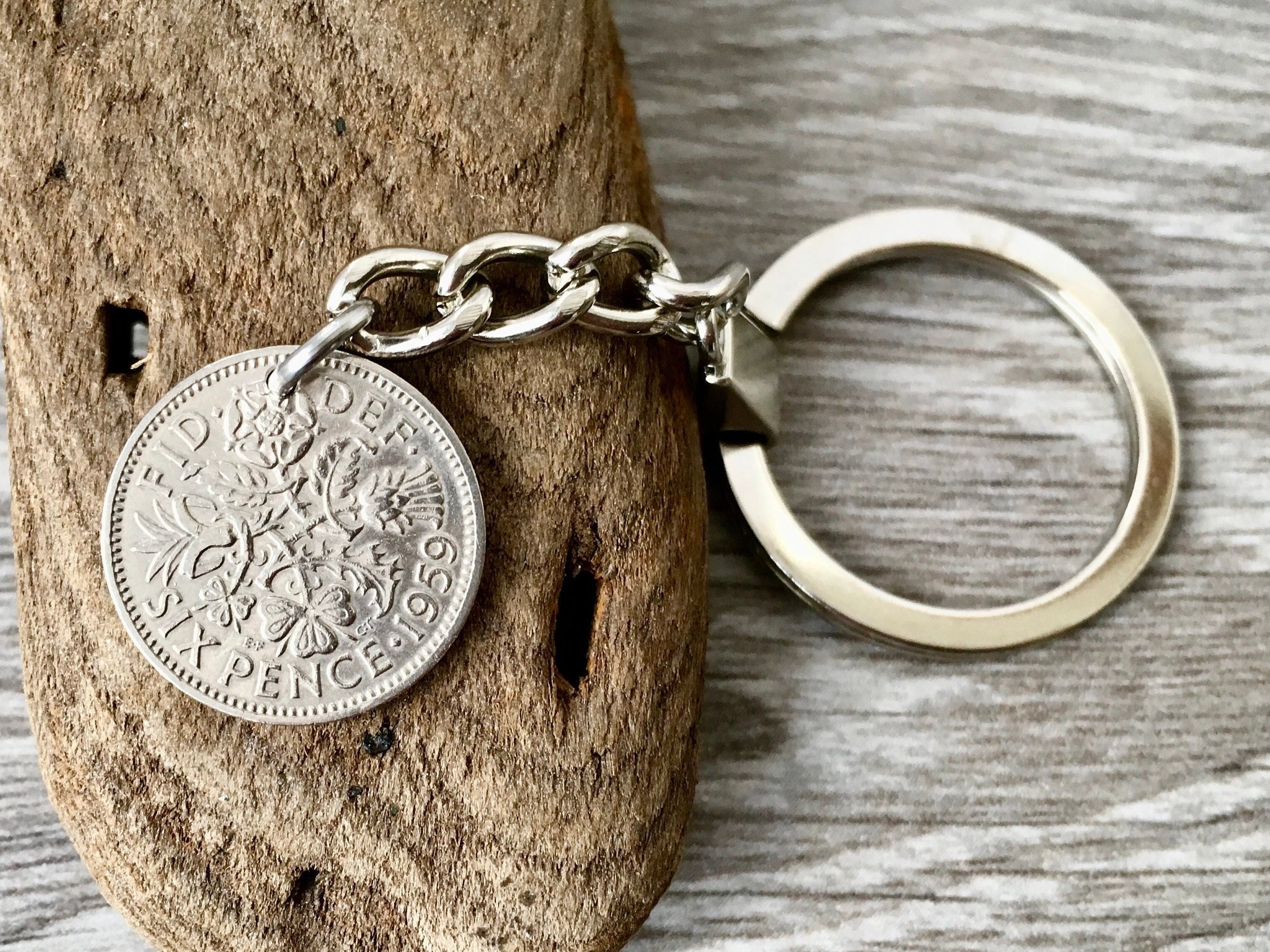 New Job Key ring with Sixpence Good Luck Gift Boxed 