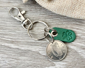 St Patrick’s day, Irish lucky shilling coin keychain or clip choose from the drop down menu