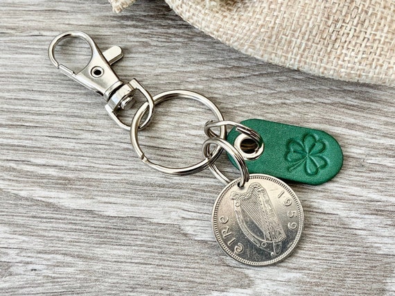 St Patrick’s day, Irish lucky shilling coin keychain or clip choose from the drop down menu