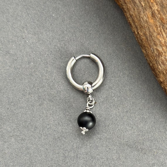 Onyx Thick hoop earring, available as a single earring or a pair of earrings
