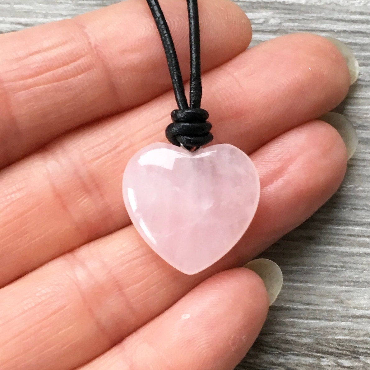 rose quartz heart shaped necklace