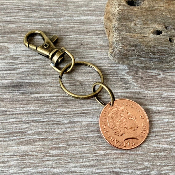 2014 or 2015  British two pence coin clip, Choose coin year for a perfect 9th or 10th UK Anniversary gift