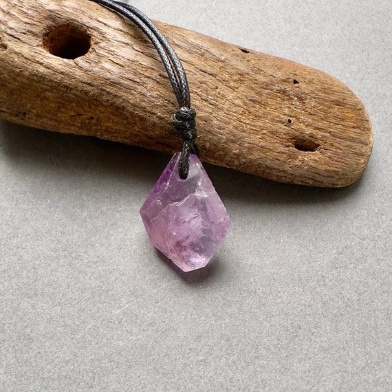 Amethyst adjustable necklace, purple gemstone pendant, February birthstone gift