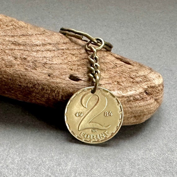 Hungary 2 florint coin keyring, Hungarian keychain, choose coin year for a perfect birthday gift or anniversary present,
