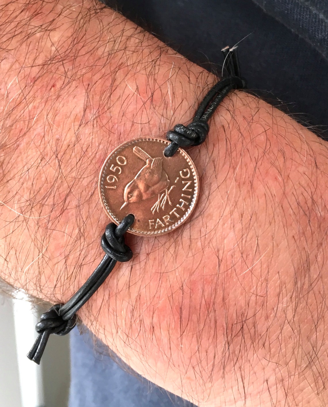 Mens coin bracelet farthing bracelet leather jewelry Etsy