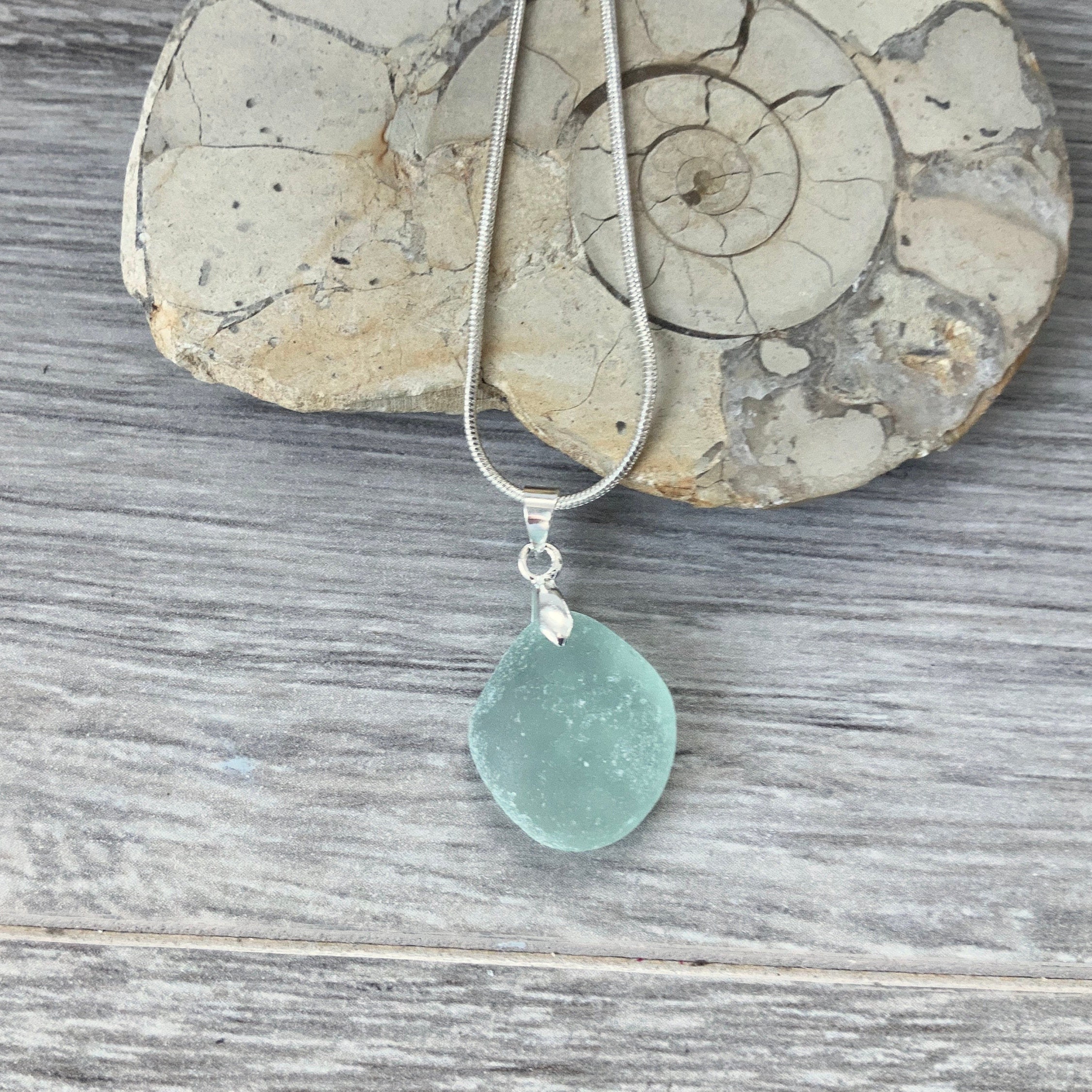 Natural sea glass pendant, genuine beach glass necklace, mermaids tears