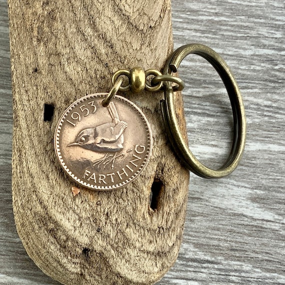 1953 British wren farthing key ring, a perfect 71st birthday gift