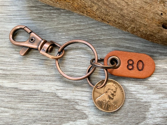 NEW PAIR OF 30th WEDDING ANNIVERSARY GIFT /"COPPER/" Polished 1990 PENNY KEYRINGS