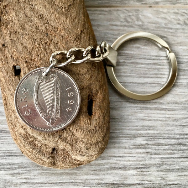 30th  birthday Gift 1994 Irish ten pence coin keychain or clip, for a perfect 30th anniversary gift, Irish patriotic gift