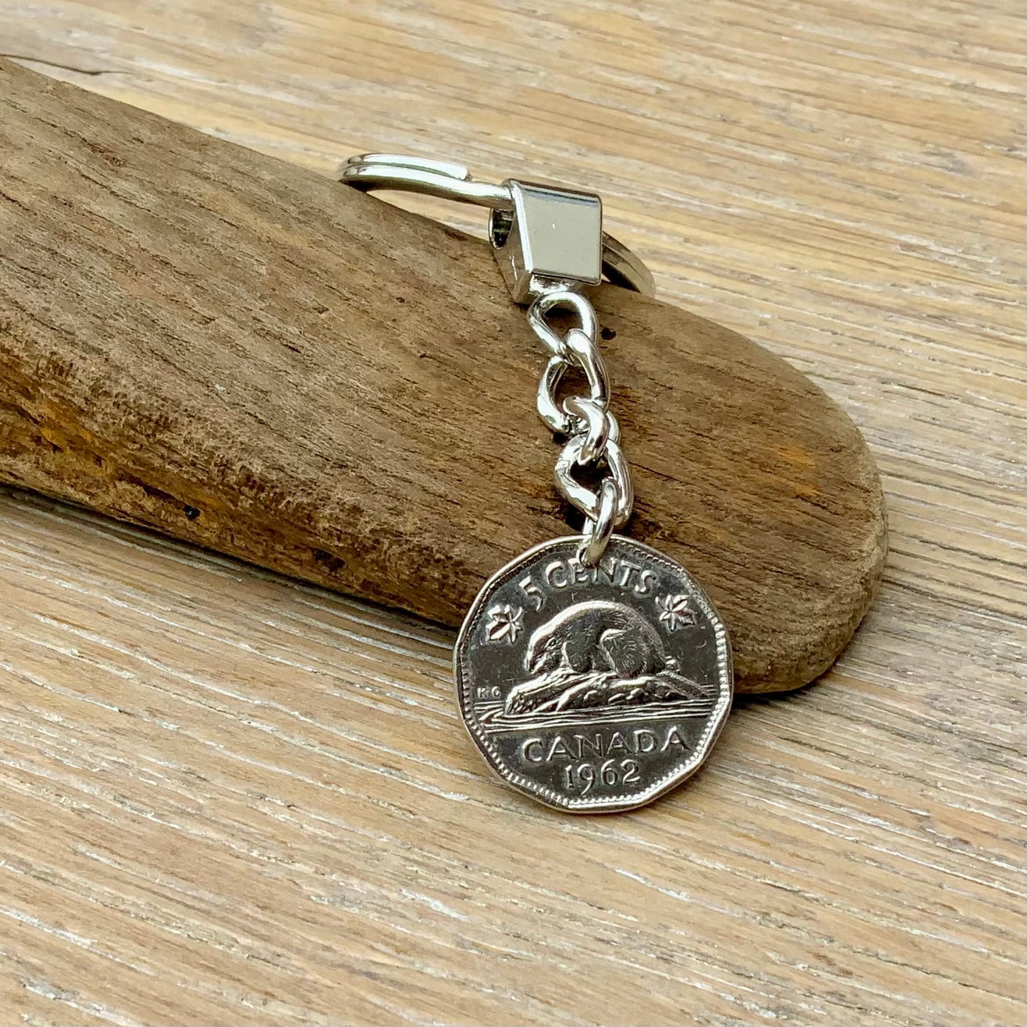 1962年カナダコインキーホルダー カナダ5セントキーホルダー、ビーバー
