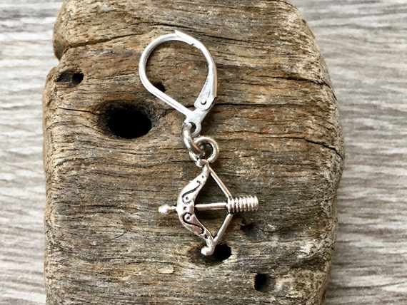 Bow and arrow earring, weapon jewellery, available as a single earring or a pair of earrings