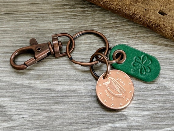 2018 Irish 5 euro cent coin keyring, keychain, ideal for a 6th Anniversary present,  five years together