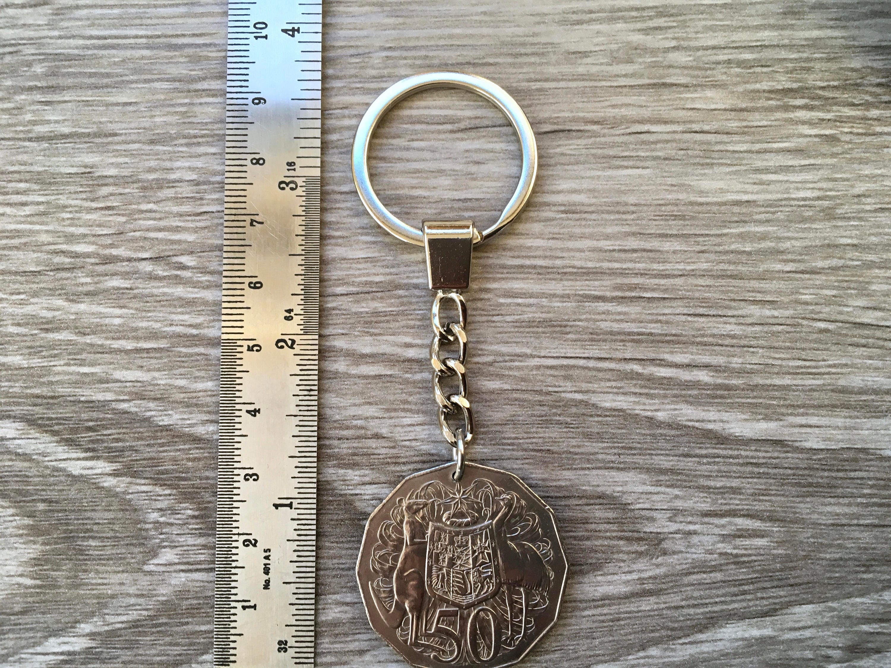 1969 Australian 50 cent coin keyring, keychain or clip