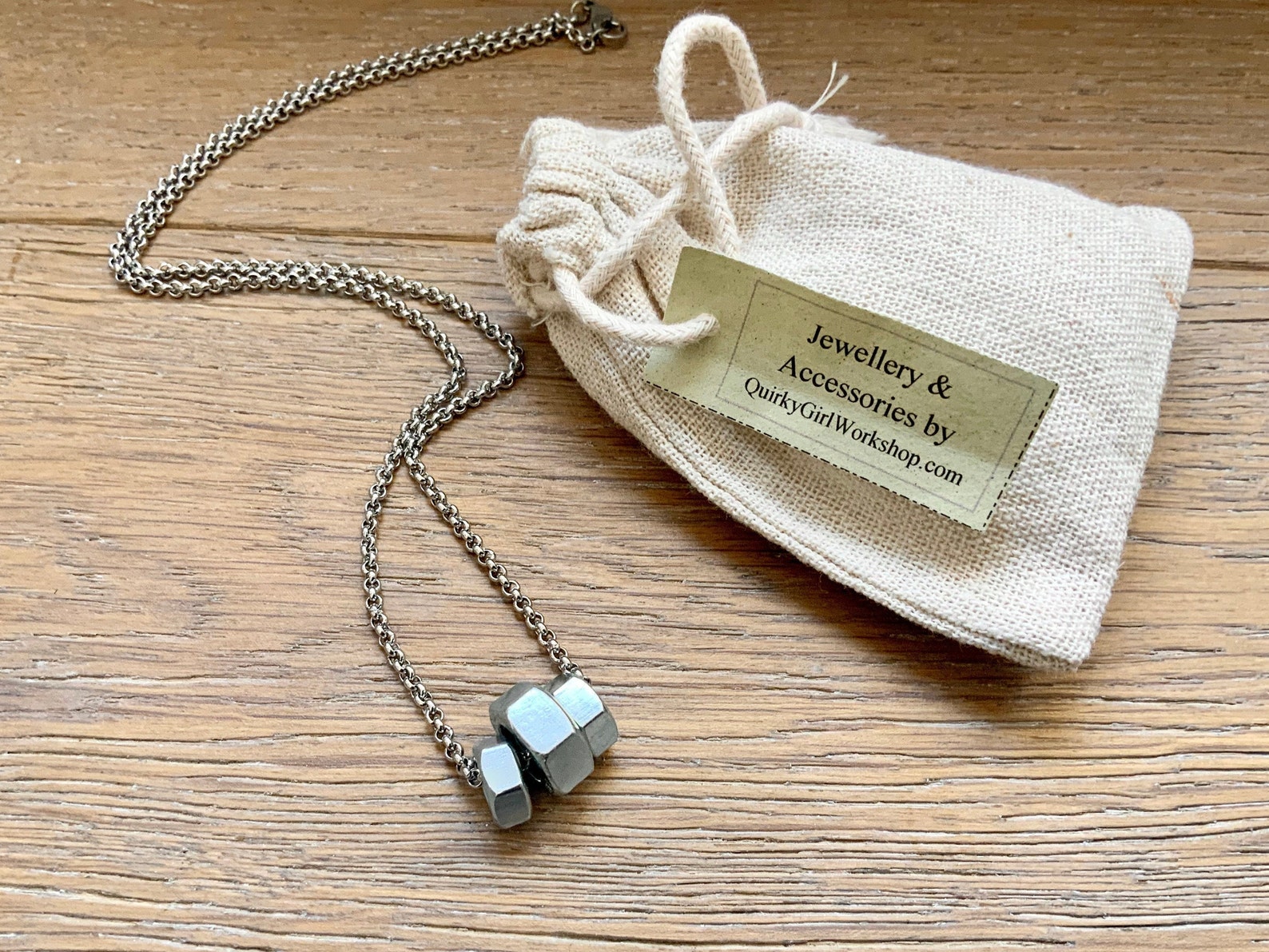 Hex Nut Necklace Unisex Hardware Jewelry Stainless Steel Etsy