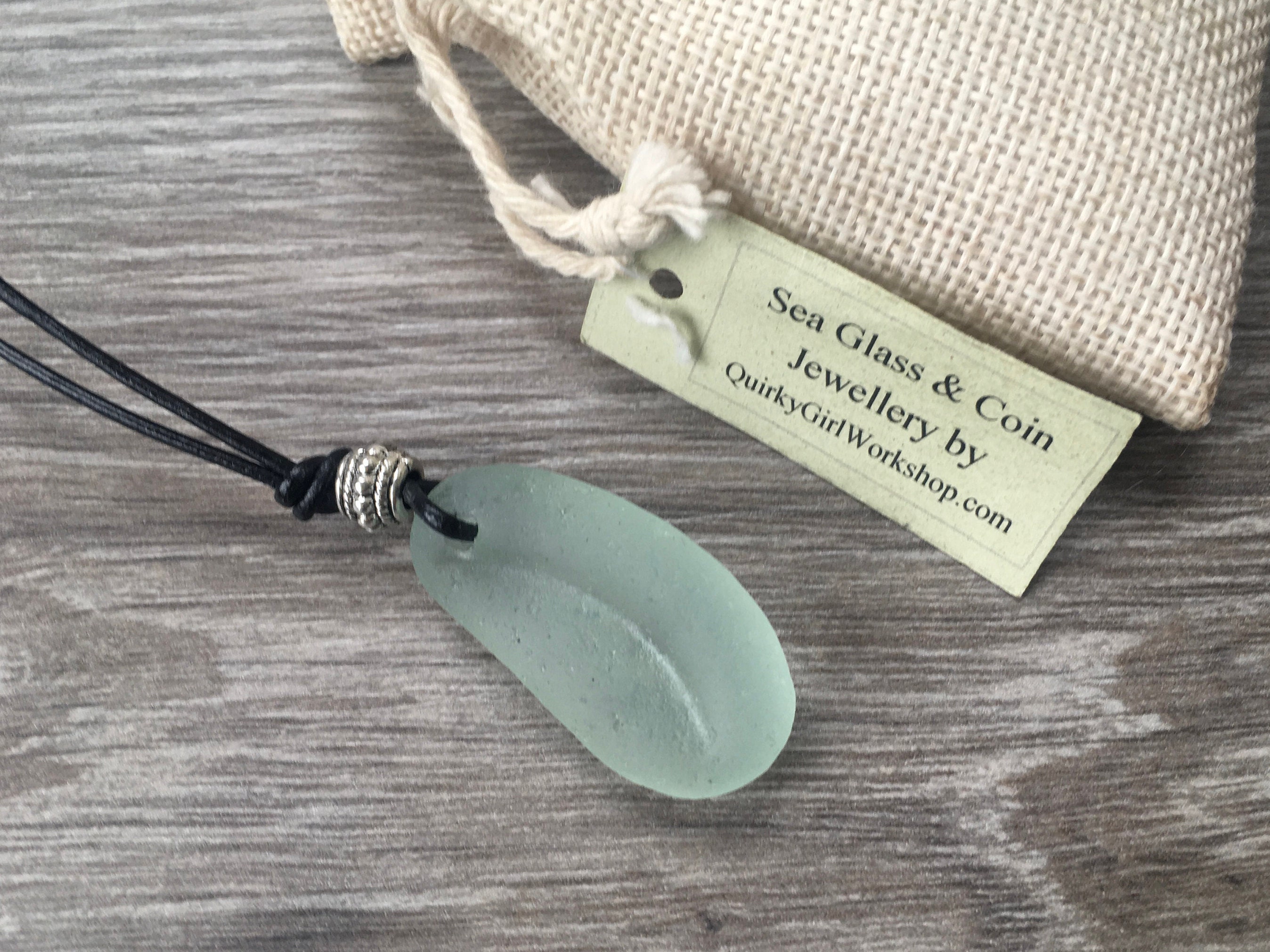 Natural sea glass pendant, Cornish sea glass, cornwall sea glass