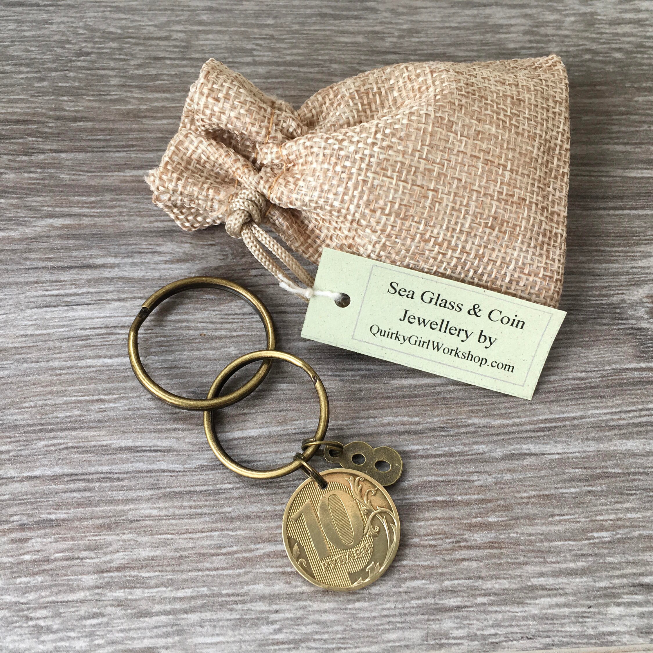 8th anniversary gift, 2012 Russian coin keyring, keychain