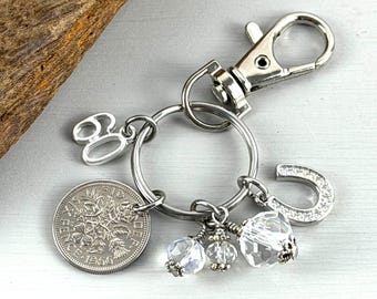 60th Anniversary Keyring: Lucky 1966 Sixpence, Diamond Charm
