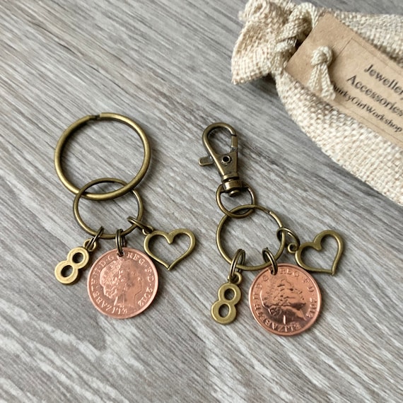 Pair of KeyChains for 7th Copper Wedding Anniversary 2012 Pennies Inc Gift bag