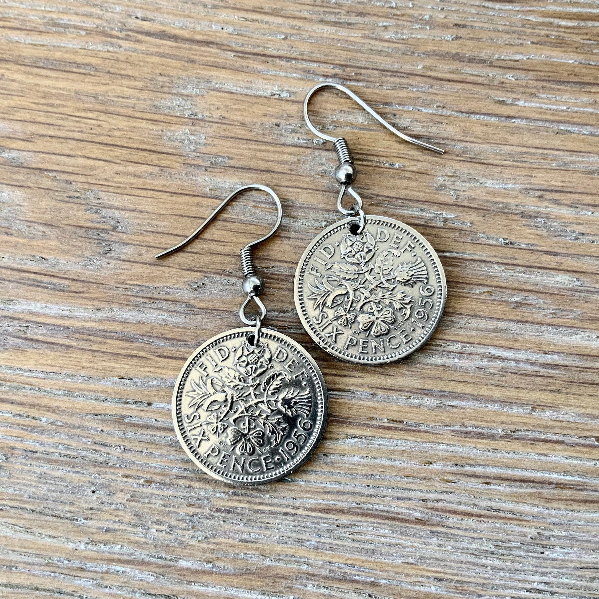 British sixpence earrings, pretty English coin Jewellery, choose
