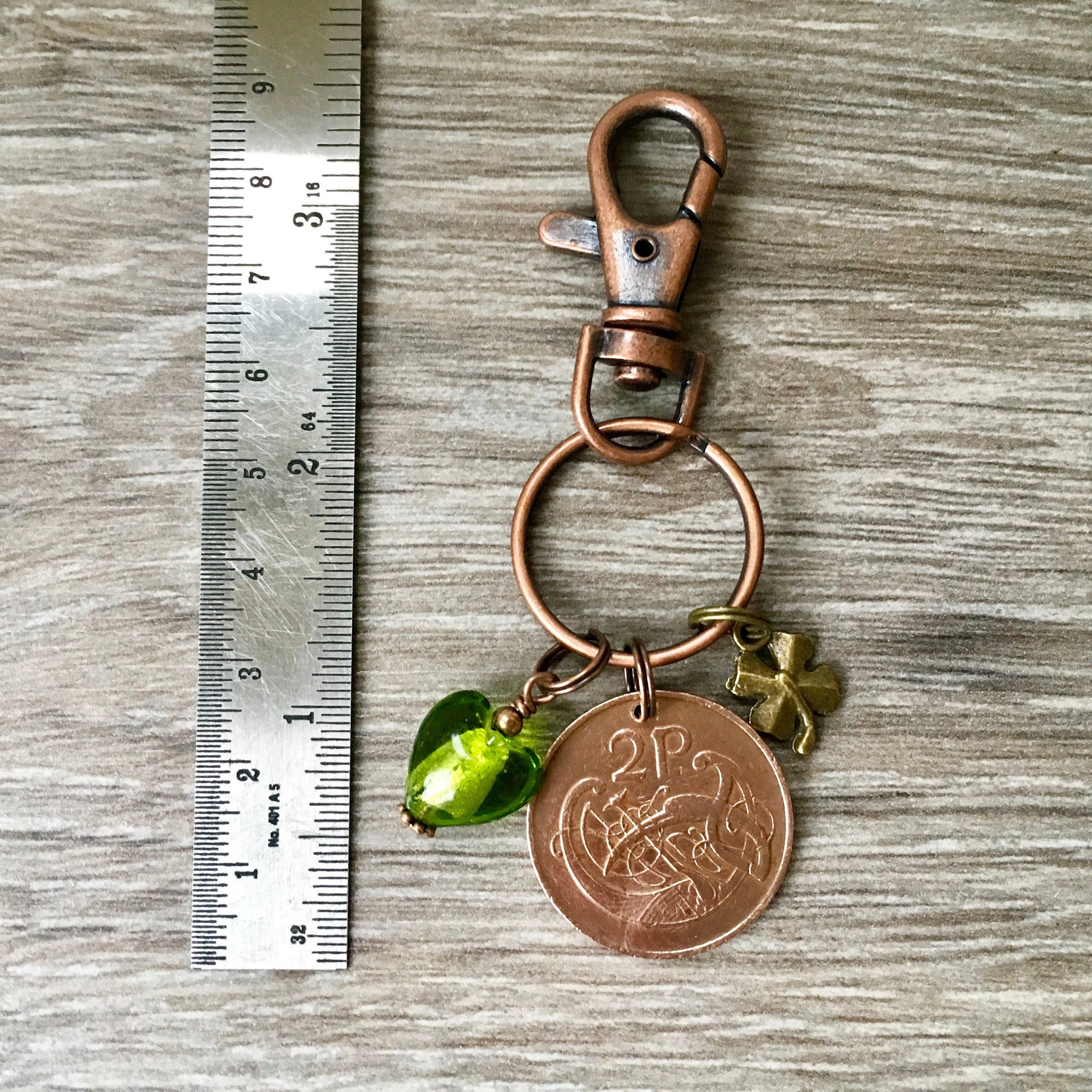 1980 Irish coin bag charm, Celtic good luck, Ireland lucky purse charm, 40th birthday or