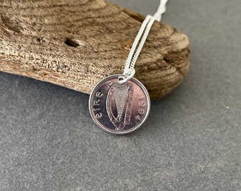 30th birthday gift, a 1994 Irish coin necklace with a sterling silver chain, perfect for a 30th Anniversary present