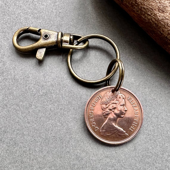 1971 British two pence coin clip style Key ring, this would make a perfect keepsake 53rd birthday or anniversary gift for a man or woman