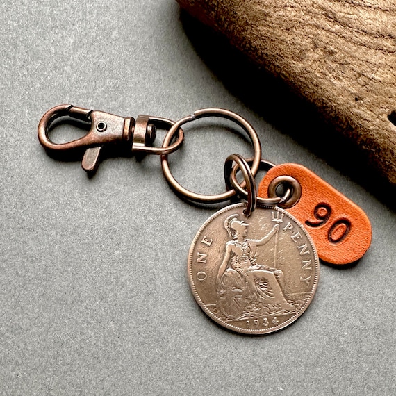 QuirkyGirlWorkshop 1989 Italian Coin Key Ring, Italy Key Chain, 50 Lire Key Fob, 35th Birthday Gift or Anniversary Present