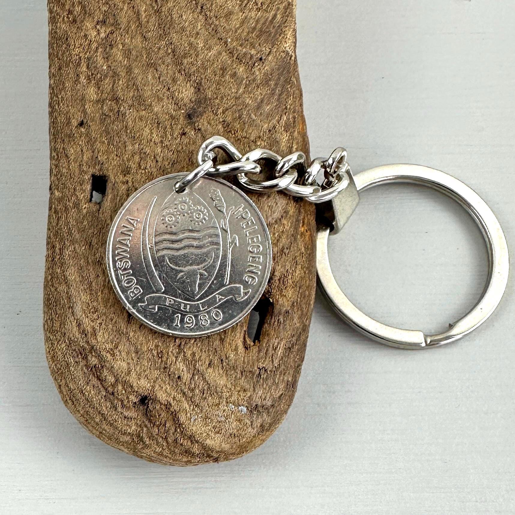 1980 Botswana 10 Thebe Coin Keychain: Oryx Antelope Keyring - Etsy