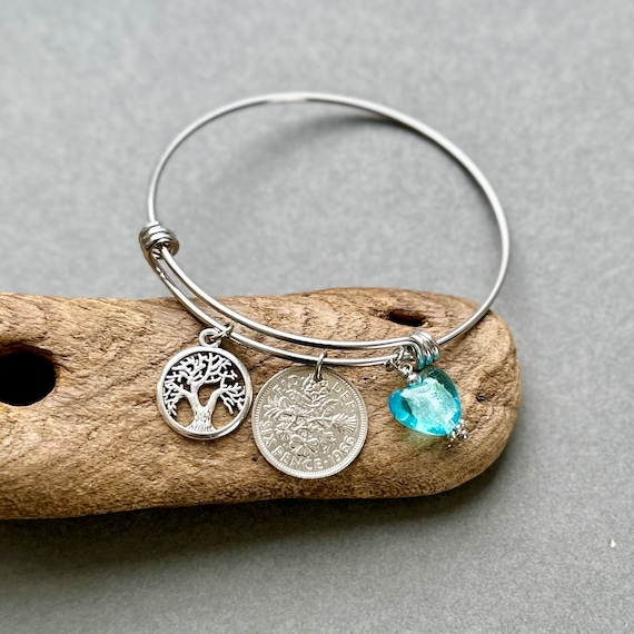 Lucky Sixpence Bracelet Stainless Steel Bangle 1953 1967 Choose Coin Year for a Perfect Birthday Gift or Anniversary Present Etsy