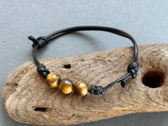 Tigers eye knotted bracelet, hand made adjustable gemstone bracelet, for men or women