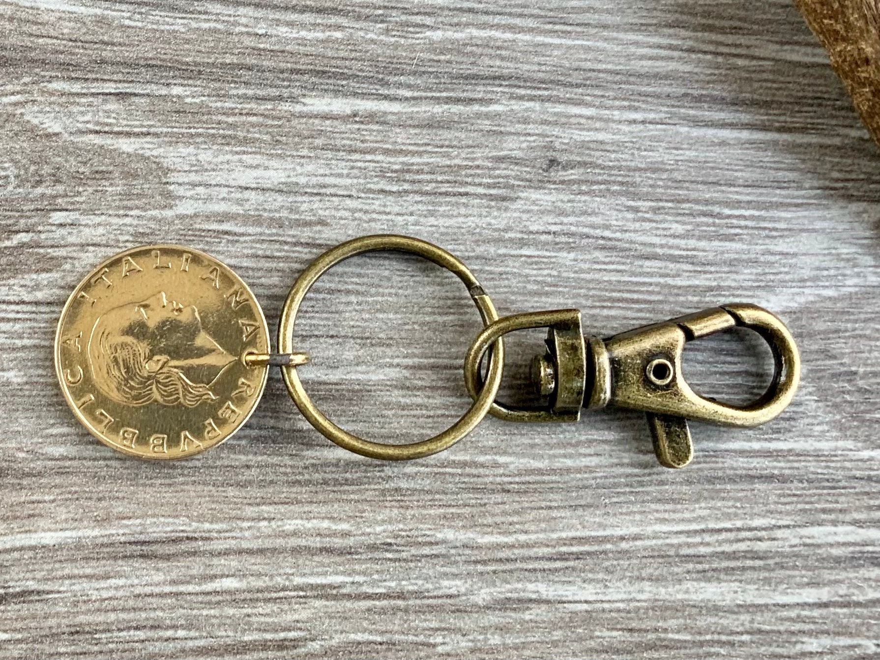 1983 Italian 200 Lire Key Chain, Clip Style Key Ring, a Perfect