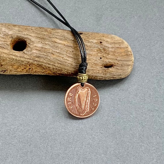 An Irish two pence coin minted in 1995 handmade into an adjustable necklace, perfect 29th birthday or anniversary gift from Ireland