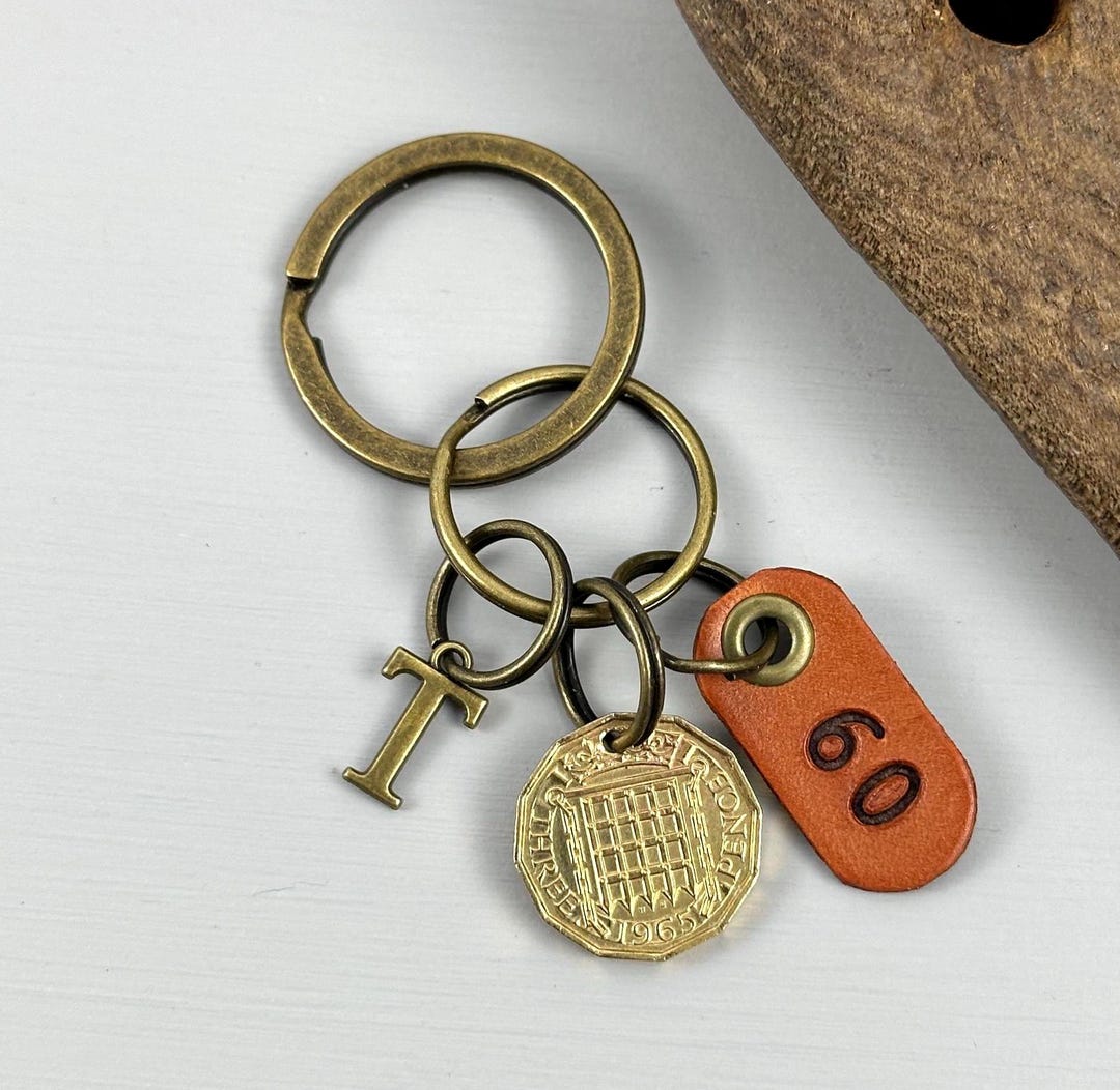 1965 British Threepence Keychain, Keyring or Clip, a Great Gift for a ...