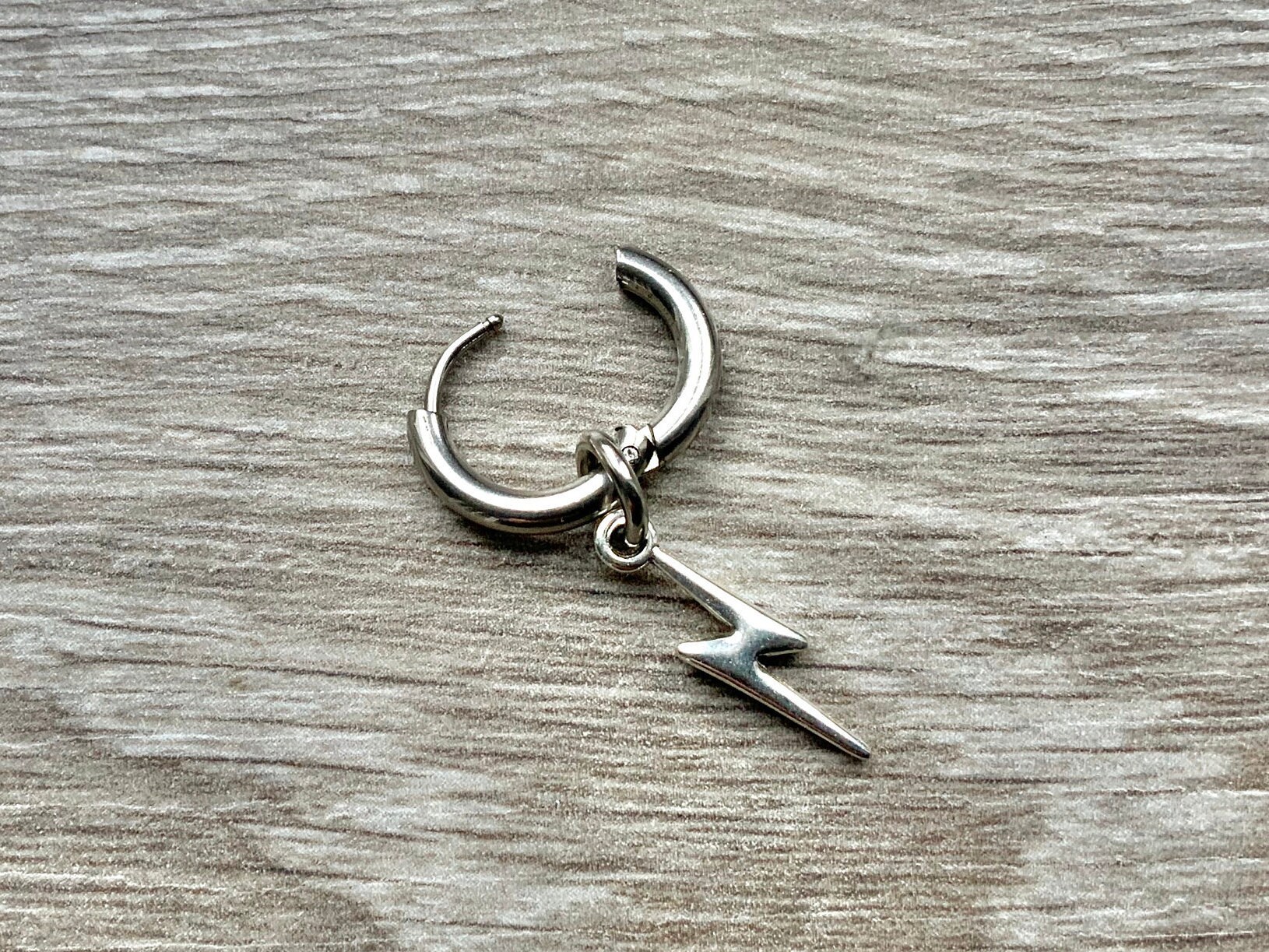 Lightning bolt thick hoop earring available as a single earring or as a ...
