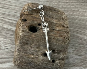 Arrow earring, stud post earring, available as a single earring or a pair of earrings