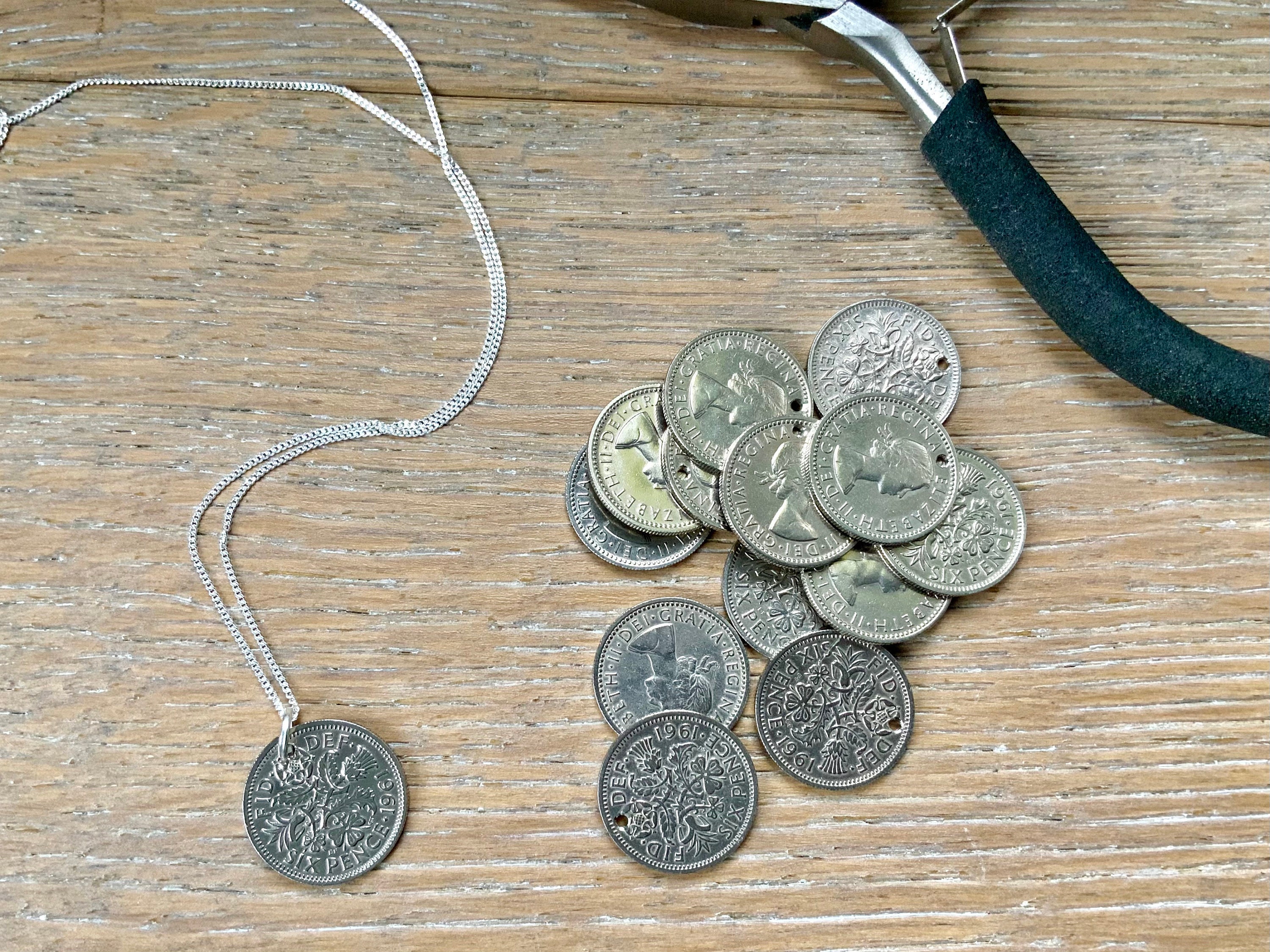 1961年製シックスペンスネックレス：スターリングシルバーカーブ
