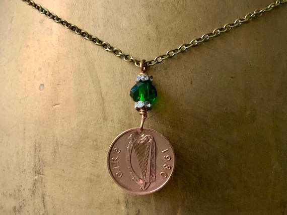 1980 Irish lucky penny necklace Ireland present for a woman