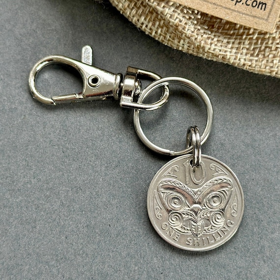 New Zealand 1967 one shilling coin keyring, a perfect Birthday gift or anniversary present