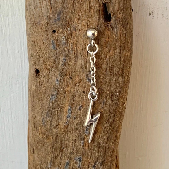 Long lighting bolt earring, thunder bolt dangle earrings, available as a single earring or a pair of earrings