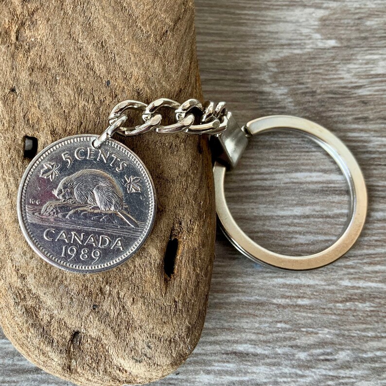 Canadian beaver nickel keychain canada 5c keyring choose Etsy