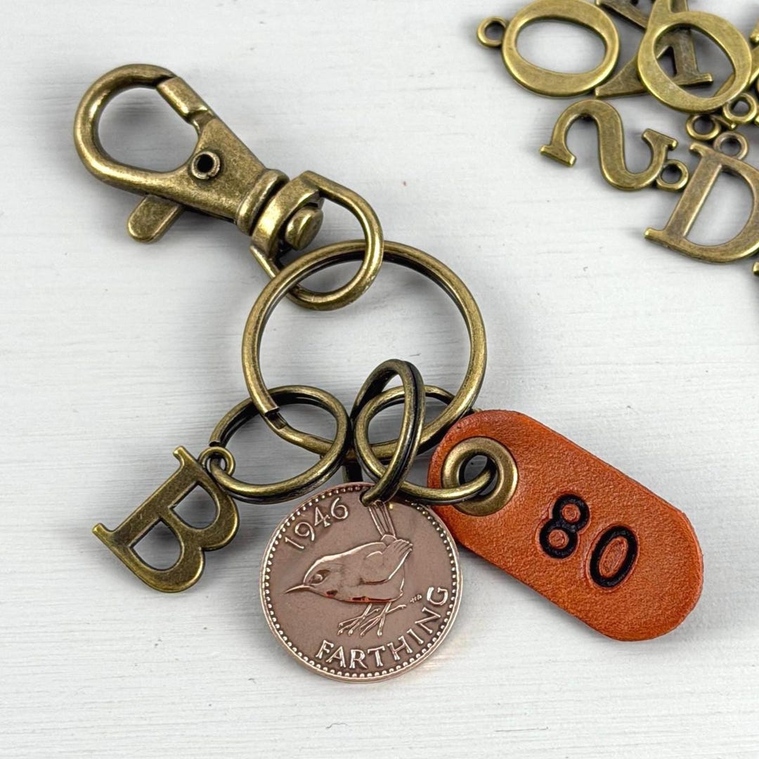 1946 Farthing Keychain: 80th Birthday Gift for 2026, British Coin ...