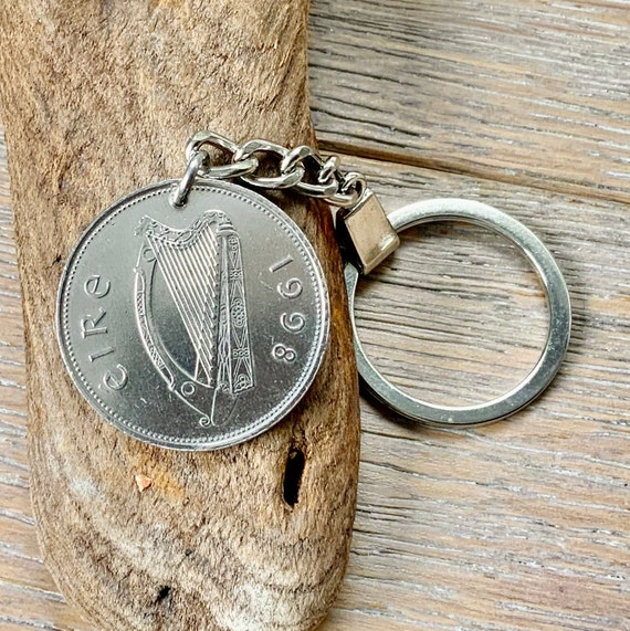 1998 punt keychain, keyring, or clip, Celtic coin, 26th birthday or anniversary gift