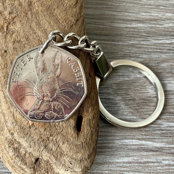 Peter Rabbit coin key ring, keychain or clip, Beatrix potter souvenir