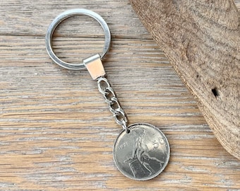 1983 Italian 200 Lire Key Chain, Clip Style Key Ring, a Perfect