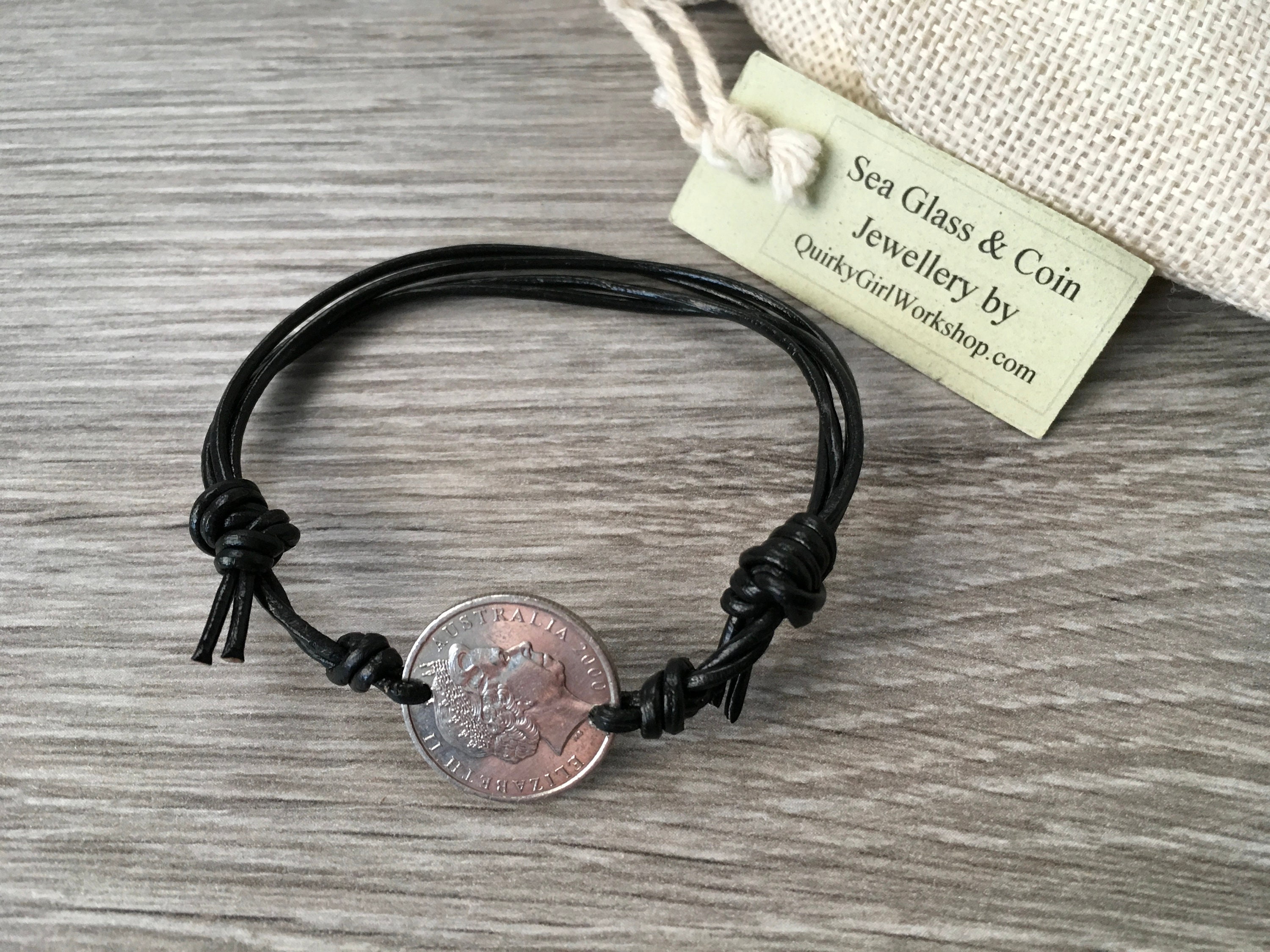 18th birthday gift, 2000 Australian coin bracelet, leather ...