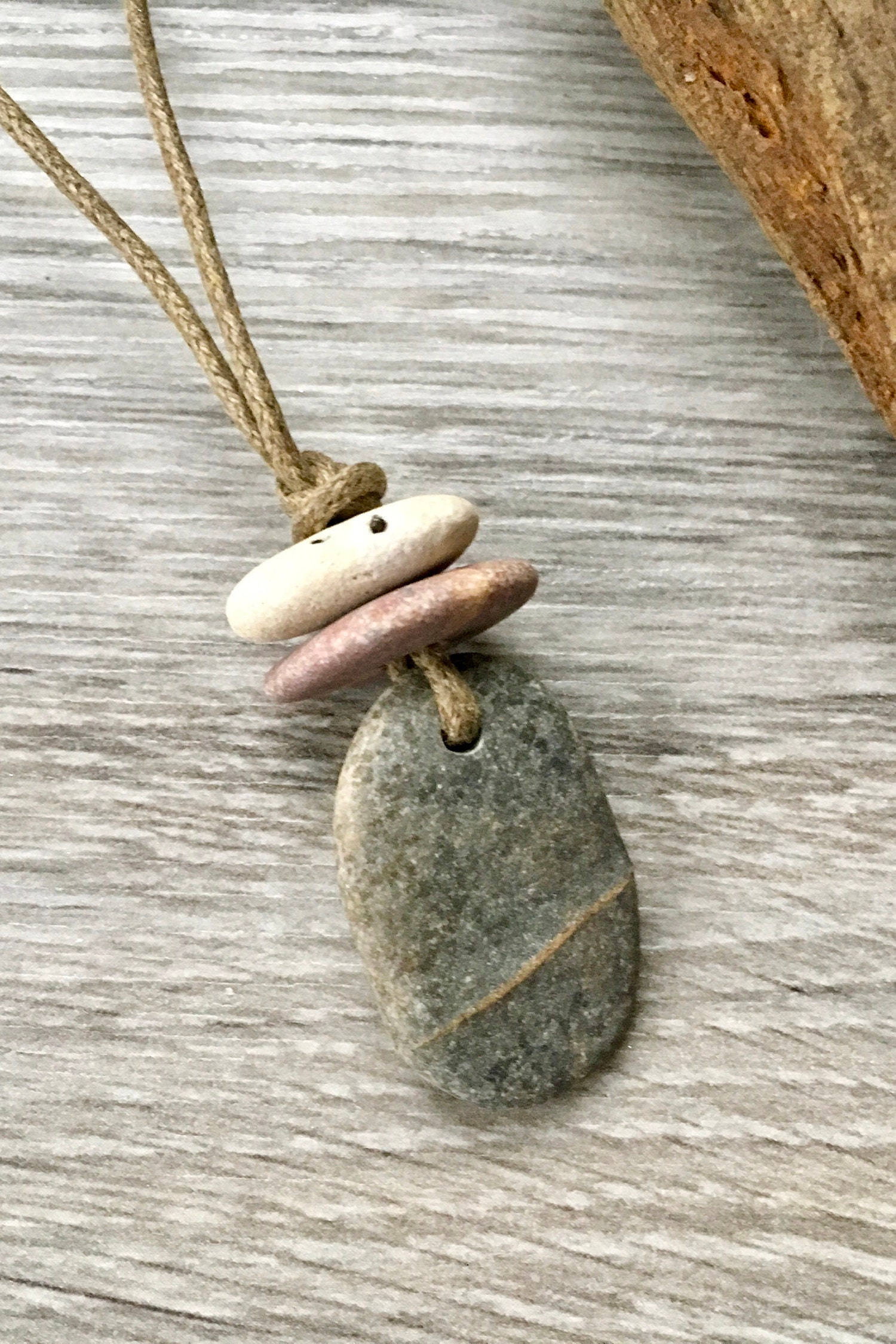 pebble necklace, beach stone jewellery, natural rock, raw stone