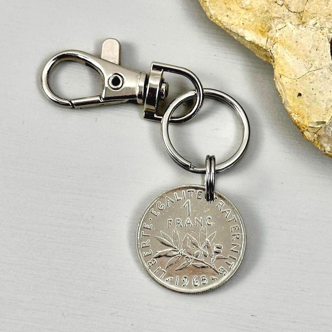 1965年フランスフラン硬貨キーホルダー：60歳の誕生日プレゼント - Etsy 日本