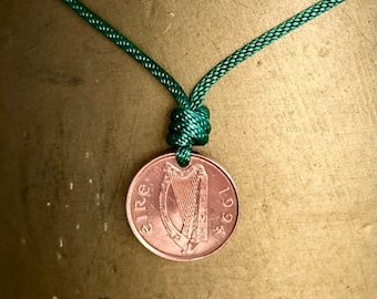 30th birthday gift, an Irish penny coin minted 1994 handmade into an adjustable necklace, perfect Ireland gift for 30th anniversary